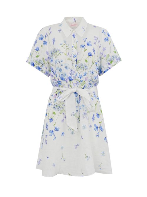 Abito Joseline in lino con stampa floreale Bianco/Blu Mc2 Saint Barth | JOSELINE05784H LINEN FLOWER
